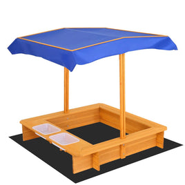 Outdoor Canopy Wooden Sandpit - Small Natural Wood with Cover