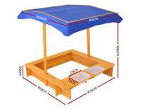 Outdoor Canopy Wooden Sandpit - Small Natural Wood with Cover