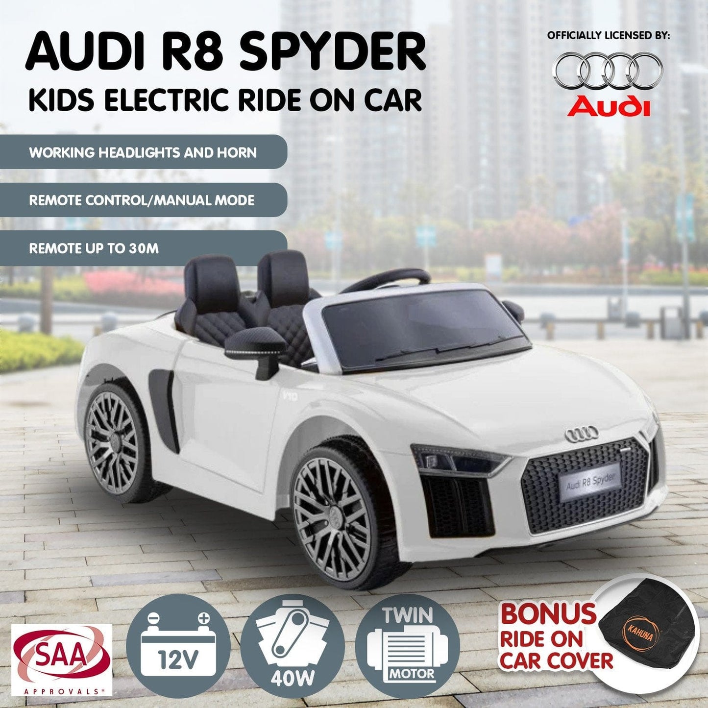 Ride on Audi R8 Spyder - White
