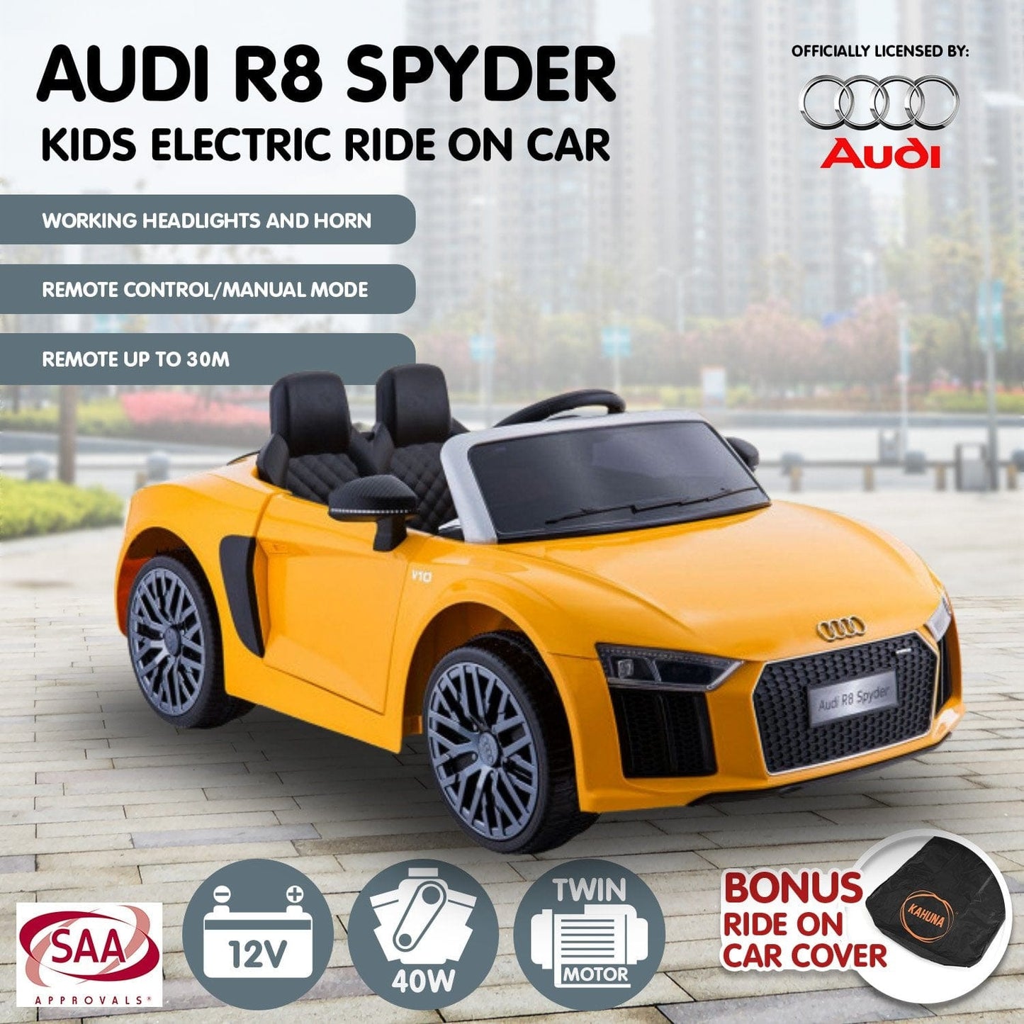 Ride on Audi R8 Spyder - Yellow