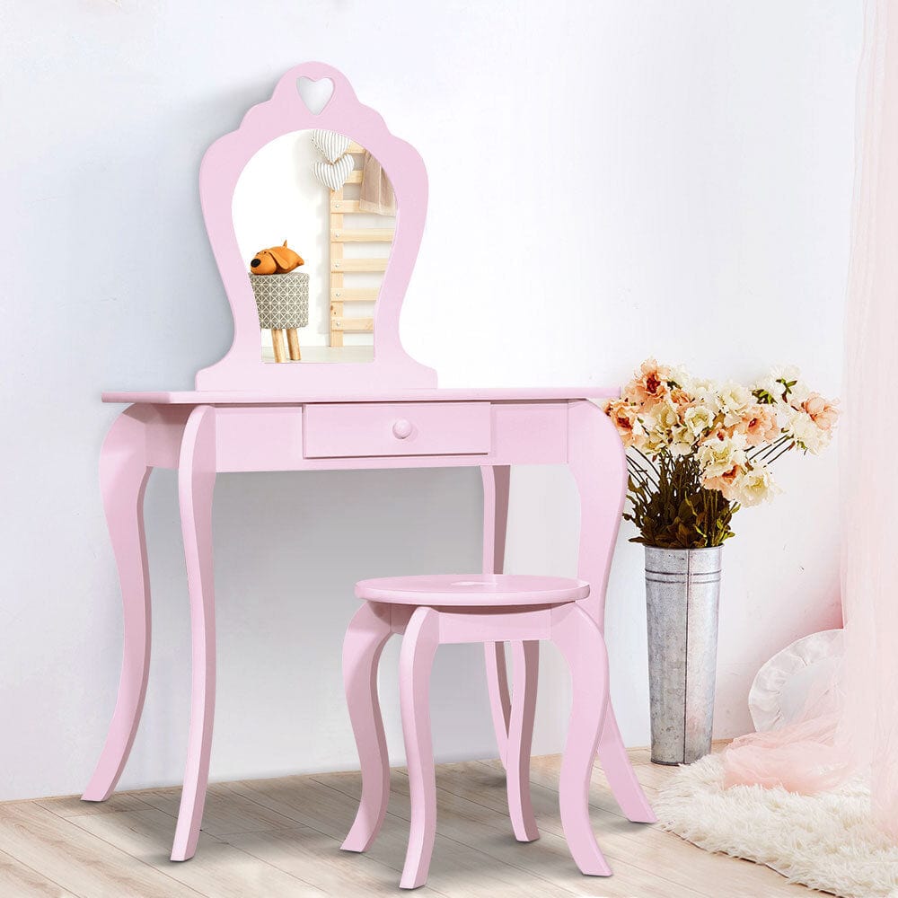 Kids Dressing Table Stool Set - Pink