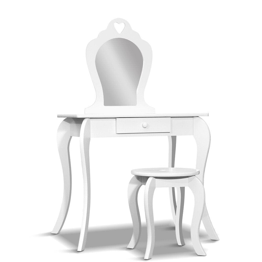 Kids Dressing Table Stool Set - White