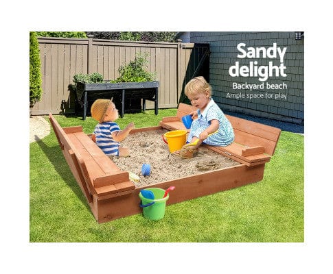 Outdoor Wooden Sandpit - Natural Wood